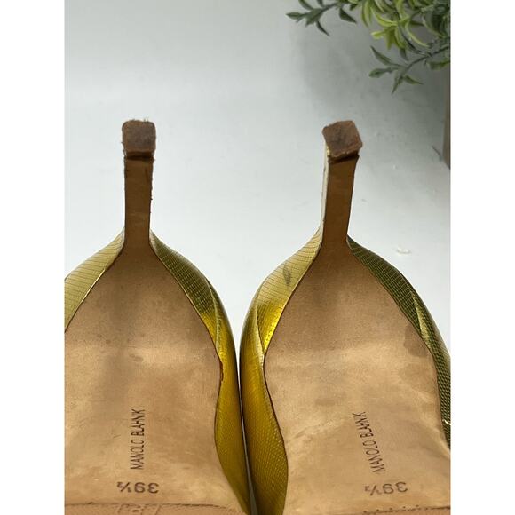 Stuart Weitzman Gold Foil Dagger  Sabbia Glitter Pointed Toe Heels SZ 39.5/9 - Picture 12 of 15